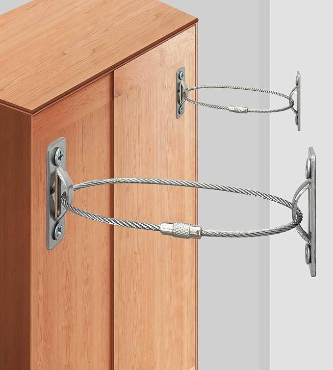 6 Sets Anti Tip Furniture Anchors for Baby Proofing, Earthquake Straps, Furniture Secure to wall Anchors, Childproof and Home Safety, 16in