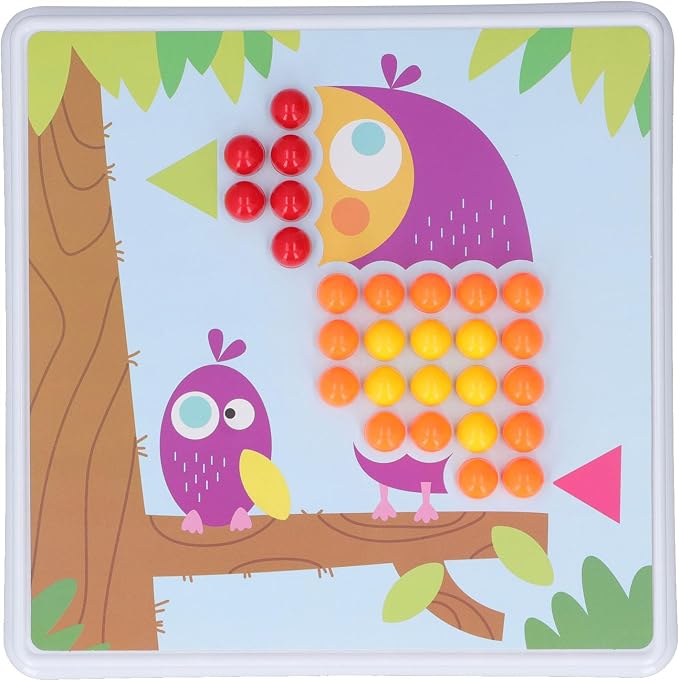 CCYLEZ Mushroom Nail Puzzle Board, Colorful Pegboard Toy Set for Kids Develop Fine Motor Skills Hand Eye Coordination with 240 Pegs 8 Cards Storage Bag Safe Plastic Material