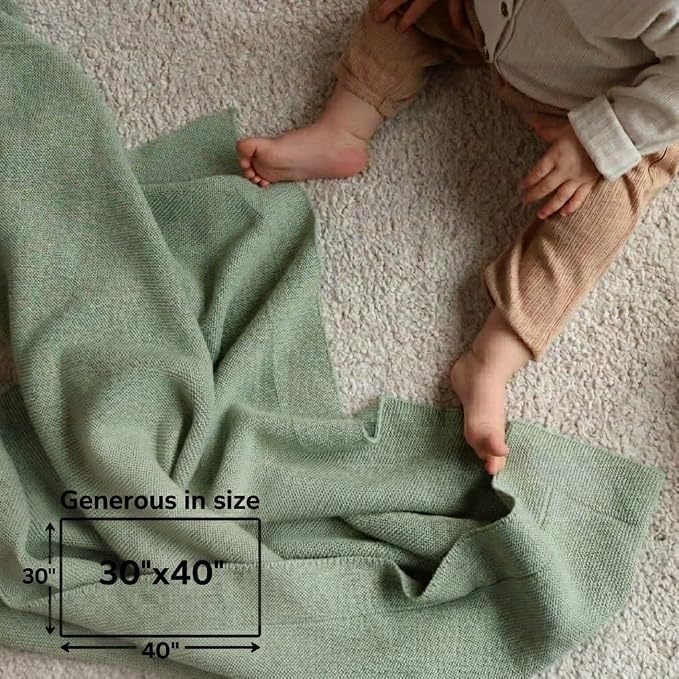 100% Organic Cotton Baby Boy Quilt Blanket for Sensitive Skin | Machine Washable Swaddle Blanket for Cribs, Car Seats & Strollers | Soft & Cozy (Roman Green)