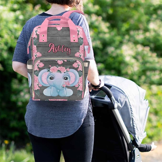 M YESCUSTOM Custom Bag Personalized Name Mommy Bag Customized Waterproof Diaper Bag Backpack Gift for Mothers Day