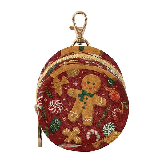 Pacifier Holder with Clip Pacifier Case for Diaper Bag Round Baby Pacifier Pouch Box Bag Portable Red Christmas Gingerbread Candy Canes