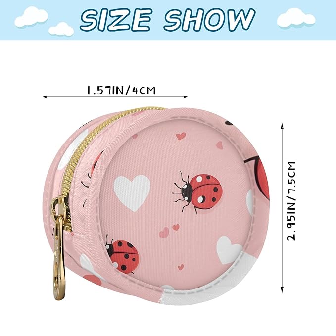YETTASBIN Ladybugs Portable Pacifier Holder Case with Metal Hook Buckle & Zipper for Diaper Bag and Stroller, Versatile All-in-One Travel-Friendily Baby Pacifier Pouch for Boy Girl