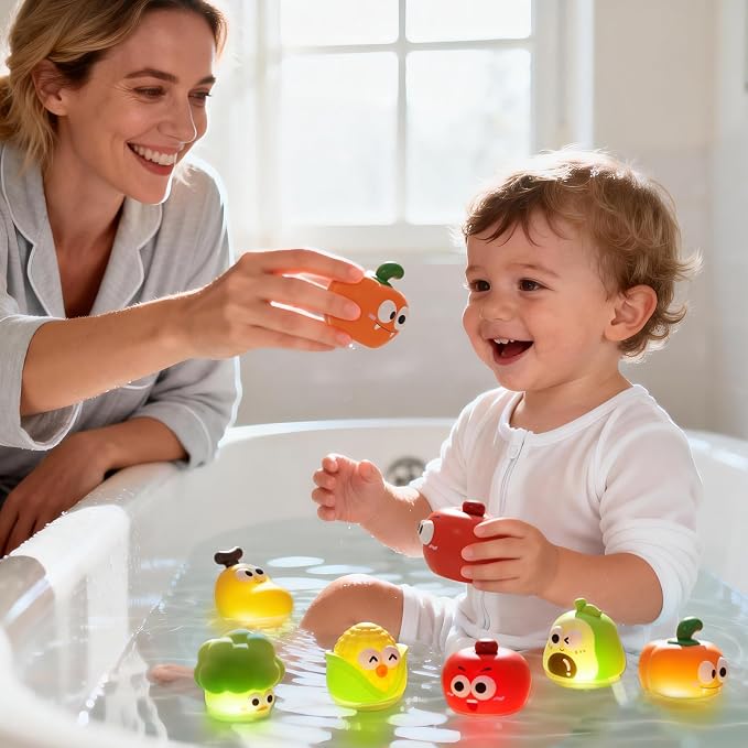 Light Up Bath Toys for Kids Ages 1-3, Water Activated Bathtub Toys with 6 Cute Characters, Kids Bath Toy Set for 1 2 3 Year Old Toddler Boys Girls Gifts