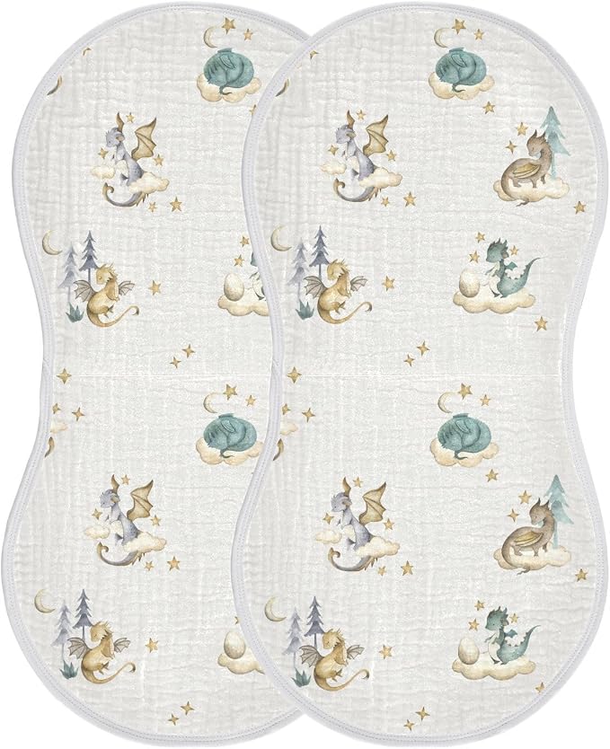 vvfelixl Muslin Burp Cloths Dragon Baby Baby Washcloths for Baby Girl Boys 2 Pack