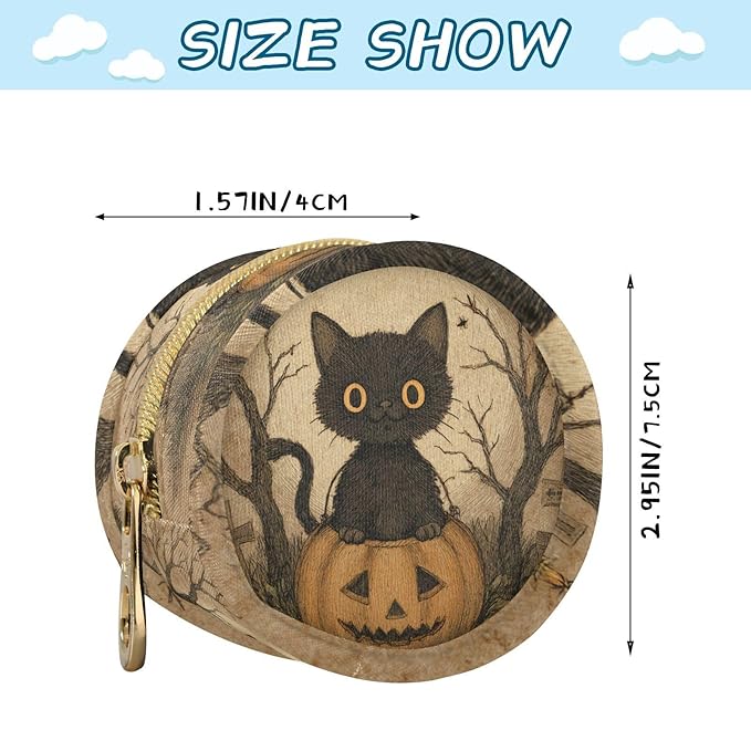 Pacifier Holder with Clip Pacifier Case for Diaper Bag Round Baby Pacifier Pouch Box Bag Portable Cat Halloween Pumpkin