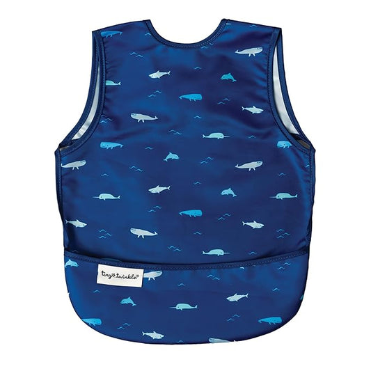Tiny Twinkle Mess Proof Baby Bib for Boys | Waterproof Toddler Bib for Eating | Baby Apron for Feeding, Machine Washable | Perfect Shower Gift (Ocean Life, 6??4M)