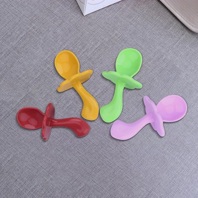 BESPORTBLE 4Set Eating Training Spork Set Safe Utensils for Boy Girl Portable Household Tableware Comfortable Grip Easy to Clean Random Color