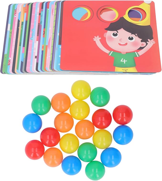 DAN&DRE Color Matching Puzzle Game, Puzzle for Toddlers to Learn Color Sorting with Safe Paper Material, Large Pens and 20 Colorful Balls