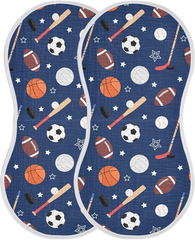 vvfelixl Team Sports Burp Cloths for Baby Boy Girls Baby Washcloths Burp Rags 1 Pack