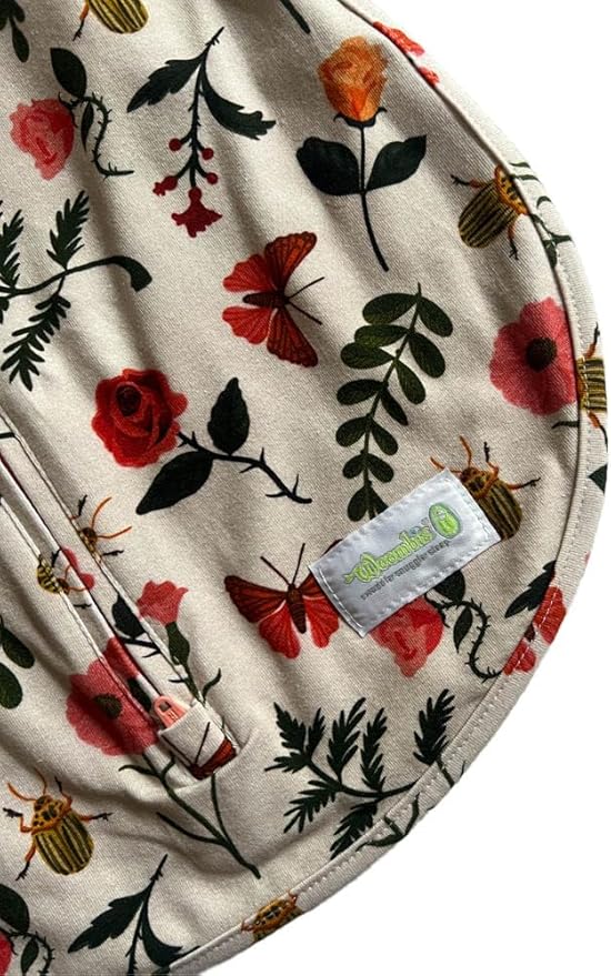 Woombie Original Baby Swaddling Blanket - Self-Soothing, Cotton Baby Swaddle with Zipper - Wearable Newborn Blanket - Vintage Botanical, 5-13lbs