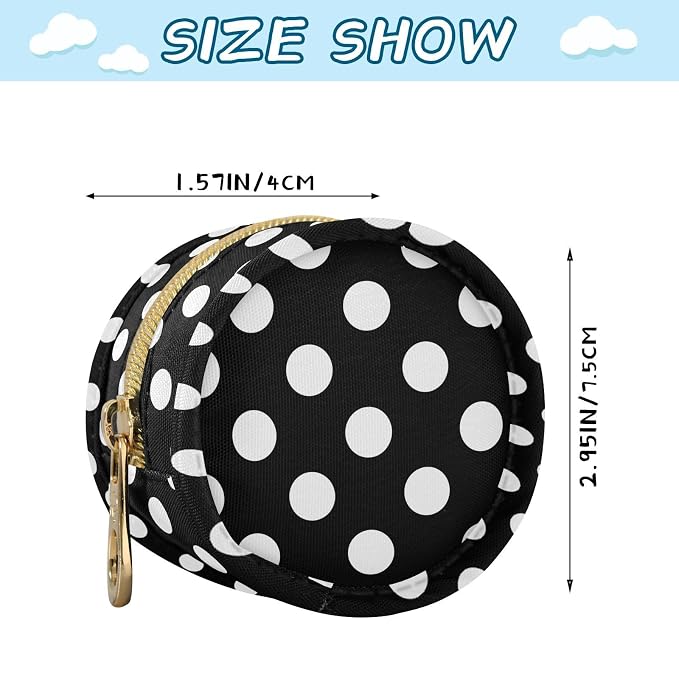 Black White Polka Dots Pattern Pacifier Holder Case with Clip Portable Pacifier Storage Bag for Girls Boys