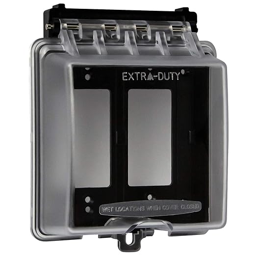 ENERLITES 2-Gang Weatherproof Outdoor Outlet Cover Extra-Duty in-Use Outlet Cover, Outdoor Decorator/GFCI Receptacle Outlets, 6.1??H x 5.2??W x 2.5??D, IUC2V-D, Clear
