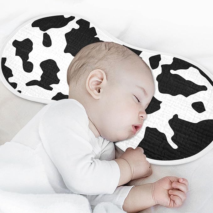 Muslin Burp Cloths for Baby Boys and Girls - 1-Pack Ultra Absorbent Cow Print Muslin Washcloths, Newborn Towel, Milk Spit Up Rags, Burp Cloth Bib for Unisex, 22 x 11 Inch