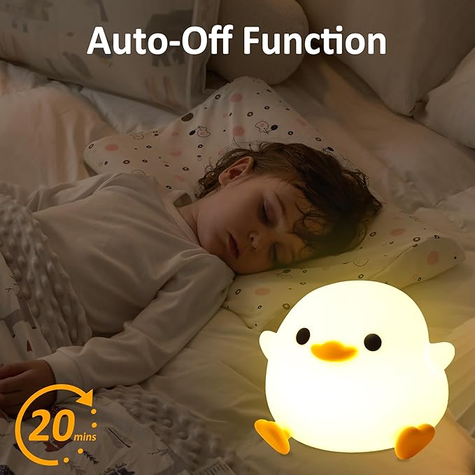 Attivolife DoDo Duck Night Light, Animal Silicone Nursery Lamp with Dimmable, Table Bedside Lamp with Timer for Bedroom, Kawaii LED Squishy Night Light Decor Gifts