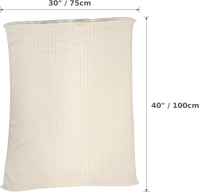 The Ribbed Blanket - 100% Organic Cotton Baby Blanket, American Made, 30x40in - Bassinet, Crib, Stroller - Gift Registry Baby Shower for Newborns and Kids (Beige)