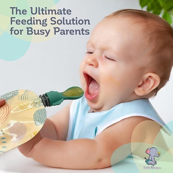 Little Whispers Baby Food Pouch Spoon Attachments - Stage 1, Small (Ripple) - 5 Pack