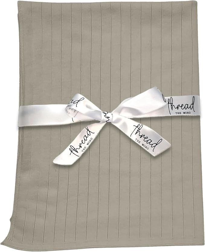 The Ribbed Blanket - 100% Organic Cotton Baby Blanket, American Made, 30x40in - Bassinet, Crib, Stroller - Gift Registry Baby Shower for Newborns and Kids (Beige)