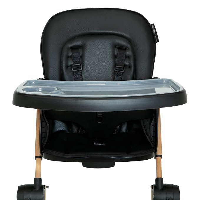 Delta Children - Jeep Dune Compact Travel High Chair - Slim Fold, Adjustable Tray and Footrest, Black