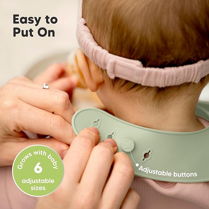 KeaBabies 2-Pack Silicone Bibs for Babies, Toddlers Girl, Boy ??Sturdy Food-Grade Baby Bibs for Eating, Large Food Catcher, Clean & Put On Easily, Waterproof Toddler Feeding Essentials (Macaron)