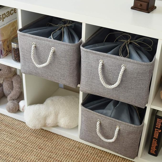 TheWarmHome Fabric Storage Bins Baskets for Organizing, Large Sturdy Storage Basket W/Handles, Decorative Foldable Storage Baskets for Shelves Closet Nursery Toy (X Large - 3 Pack 17.7L×13.8W×9.8H)