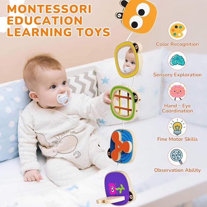 Montessori Busy Board Toys for 1 Year Old, Airplane Car Travel Toys for Toddlers 1-3, Sensory Activity Cube Toys for Fine Motor Skills, Baby Gifts for Boys Girls, Easter Basket Stuffers for Toddler