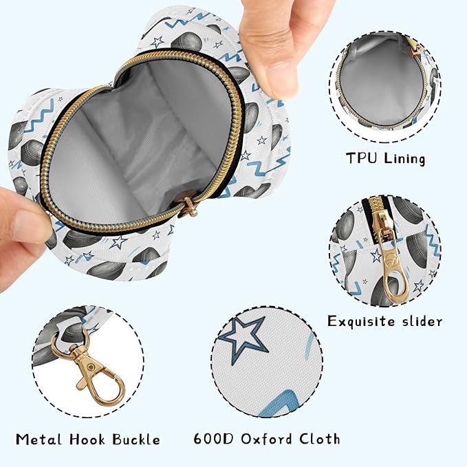 Ice Hockey Stars Print Pacifier Holder Case for Diaper Bag Portable Travel Pacifier Storage Case with Clip Newborn Baby Pouch for Outdoor Purse Baby Boys Girls