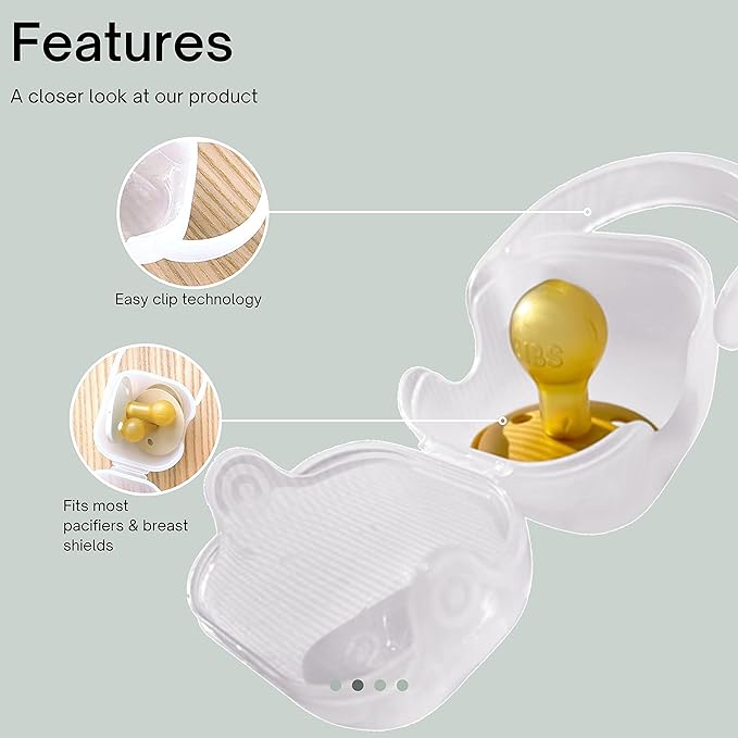 purifyou BPA-Free baby pacifier holder & Nipple Shield Cases - Set of 3 Clear Pacifier case for diaper bag & Stroller - Pacifier Box for Travel - Keeps Baby?™s Binkies Clean and Accessible
