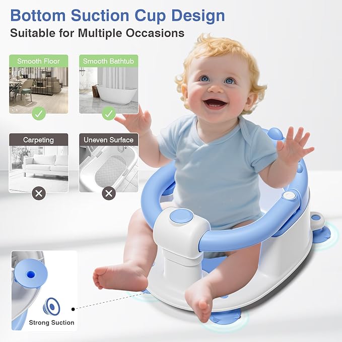 Baby Bath Seat for Babies 5 Months & Up - Non-Slip Bath Seat for Sitting Up, Soft Cushion & Compact Design, Toddler Bathtub Seat