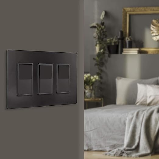 ENERLITES Elite Series Screwless Decorator Wall Plate Child Safe Outlet Cover, Size 3-Gang 4.68" H x 6.53" L, Unbreakable Polycarbonate Thermoplastic, SI8833-DB, Glossy, Dark Bronze