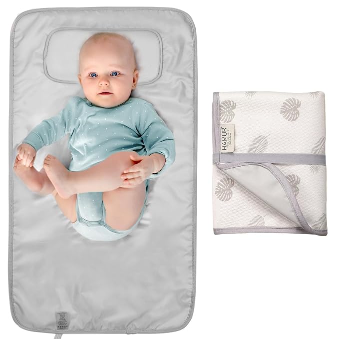 Hamur Home Portable Changing Pad ??Waterproof, Washable & Easy Wipe Clean, Foldable Travel Baby Changing Mat for Diaper Bag, Compact & Lightweight, Must-Have for Newborns (Leaves Pattern)