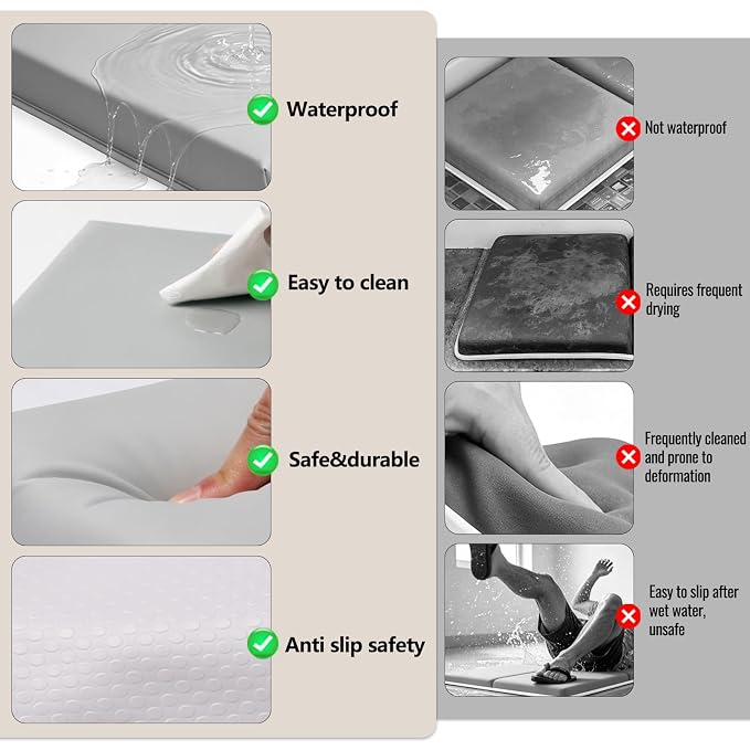 Baby Waterproof Vegan Leather Bath Kneeler and Elbow Rest Pad Set | Thickened Non-Slip Memory Foam Knee & Arm Support Bathtub Mat with Toy Organizer for Infant Toddler Bathing