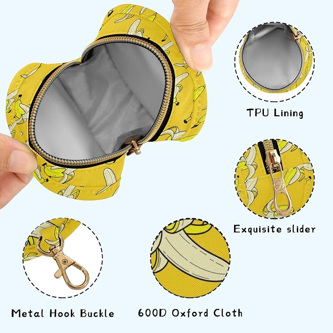 Cartoon Banana Yellow Print Pacifier Holder Case with Clip Paci Holder Pacifier Storage Case Container Portable for Diaper Bag Newborn Girl Boy Essentials