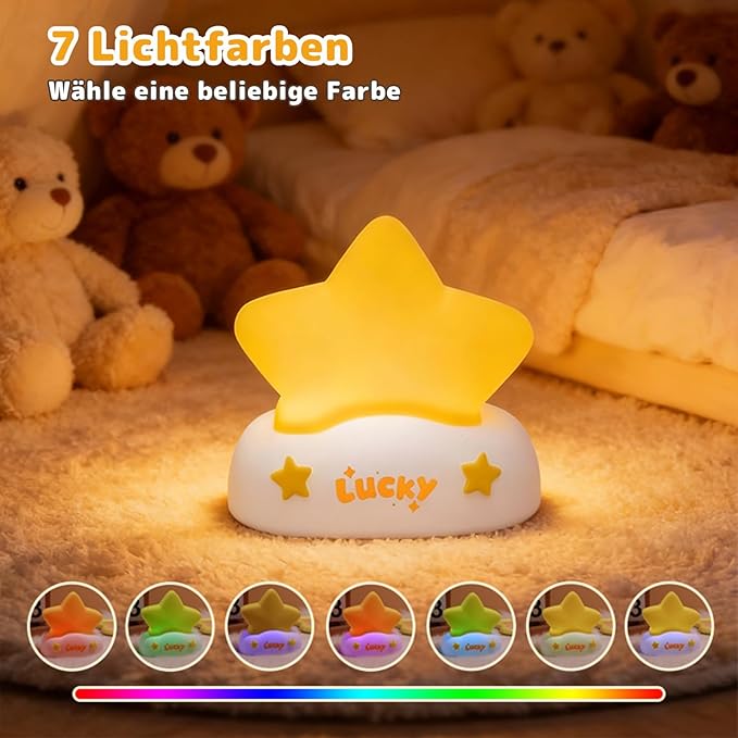 AVEKI Monkey Lamp, Funny Big Mouth Monkeys Night Light with Timer, 3 Levels Touch Dimmable Squishy Nursery Night Light for Baby Toddler, Rechargeable Night Lamp Gifts for Kids (Star-Color)