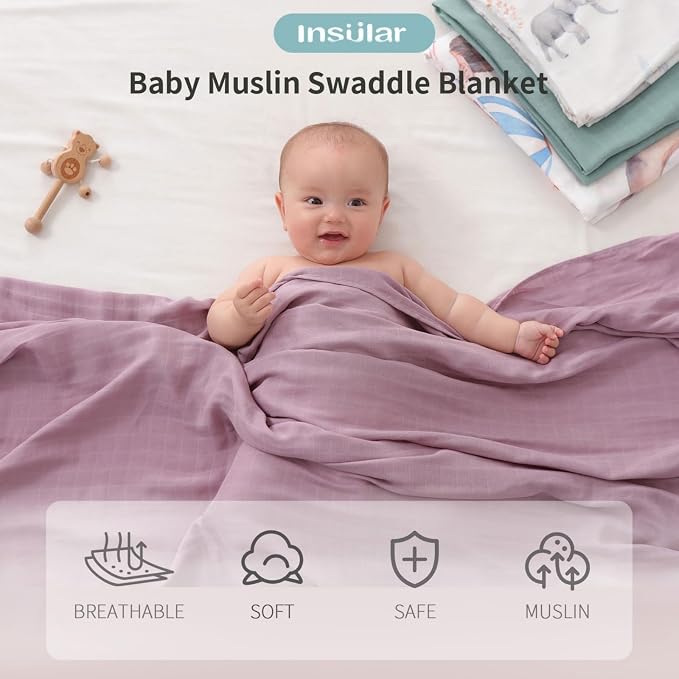 insular Muslin Swaddle Blanket (Red&Purple)