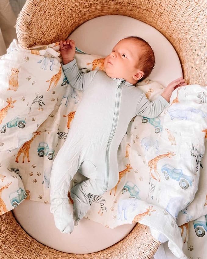 immispace - Ultra Soft Swaddle Blanket | Muslin Blankets for Girls & Boys | Newborns & Infants Gifts | 30% Organic Cotton + 70% Rayon | Large 47" x 47" | Machine Washable (Safari)