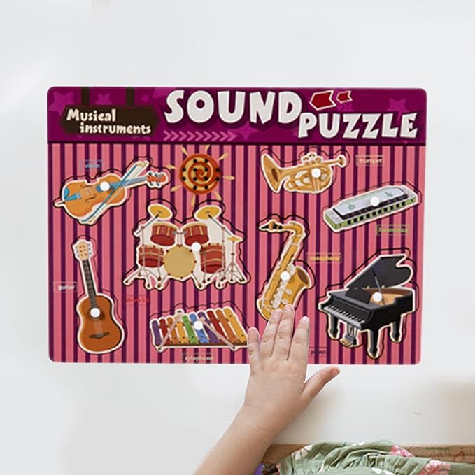 Wooden Peg Puzzle Children Puzzle for Kids Girls and Boys, Music