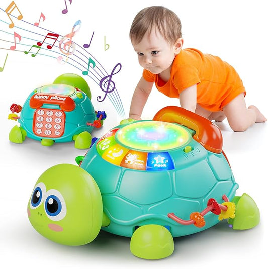 Letapapa Baby Toys 6 to 12 Months, Tummy Time Toy for 12-18 Months, Musical Turtle Crawling Toys with Light & Sound, Birthday Gift Early Educational Toy for Baby Infant 6 7 8 9 10 Months 1 2 Year Old