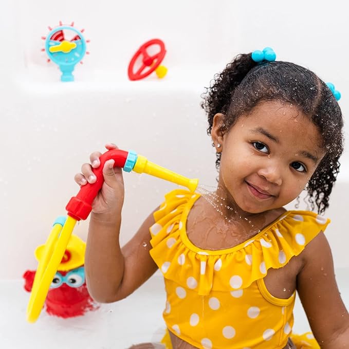 Yookidoo Baby Bath Toddler Toys (Ages 3+) - Ready Freddy Spray ?˜N??Sprinkle Fire Hydrant Bathtime Toy - Includes Hose, Spray Nozzle, Wheel, & Water Gauge - Attach to Any Bath Tub or Shower - Mold Free