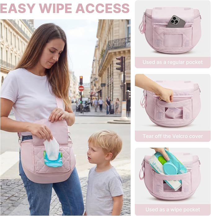 G4Free Small Diaper Bag with Portable Changing Pad Nylon Crossbody Purse Bum Bags with Wipe Pocket Women