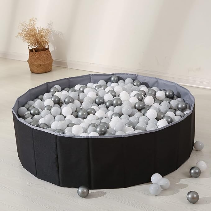 Ball Pit for Toddlers Babies Dogs Cats Iinfant Children, Foldable Ball Pits Play Tent, Crawl Playpen Ball Pool with Storage Bag, Surprise for Boys Girls Festival (Balls Not Included), Black