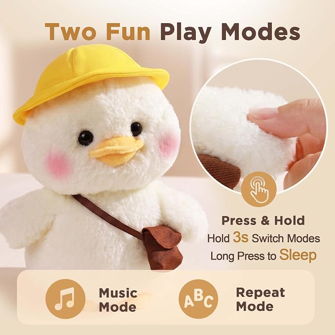 iPlay, iLearn Baby Duck Talking Toy, Toddler Interactive Plush Stuffed Animal, Infant Musical Singing & Repeating Head Sway Little Duck Toy, Cute Birthday Gift 12-18 Month 1 2 3 Year Old Kid Girl Boy