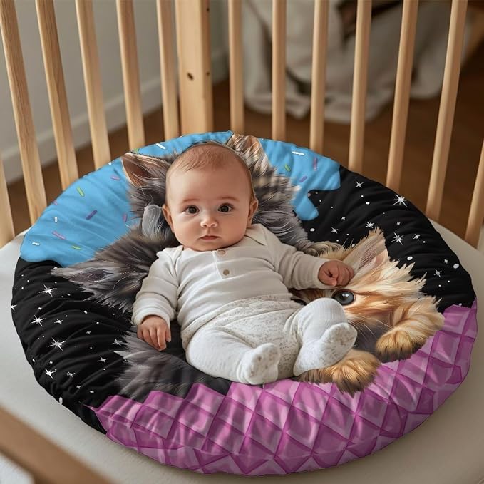 Cute Kitten Nursing Pillow Cover Breastfeeding Pillow Slipcover for Baby Boys & Girls Nursing Pillow Case for Newborn Soft Fabric Fits Snug On Infant Pillow Not Included