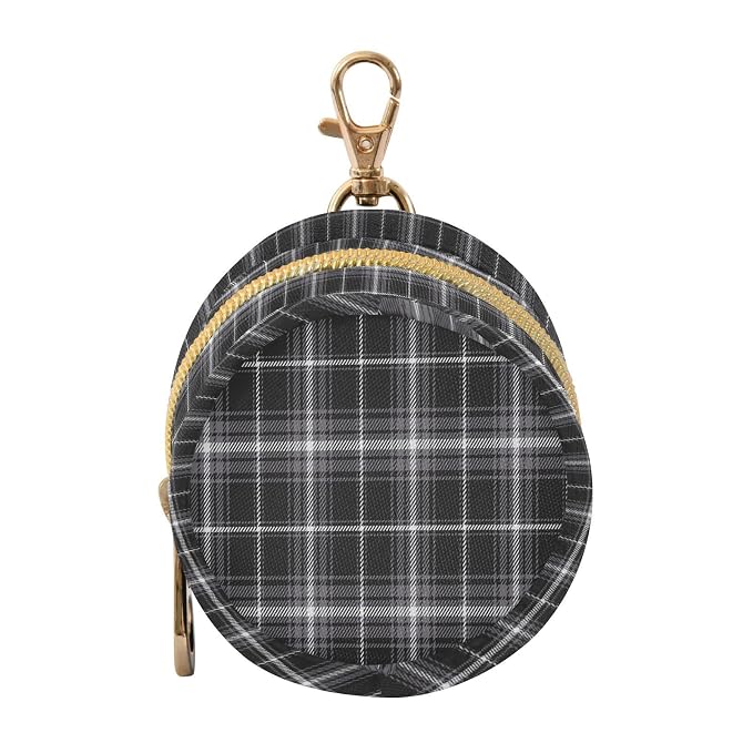 Black Tartan Plaid Print Pacifier Holder Case with Clip Portable Pacifier Storage Bag for Girls Boys