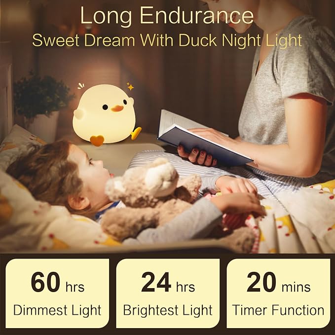 YR YRHH-PET Cute Duck Night Light, Cute Lamp Dodo Duck, Bean Shape, Kids Squishy Ducky Stuff, Silicone Dimmable Baby Nursery Touch Nightlight, Boy Girls College White Elephant Gifts, Mothers Day Gifts