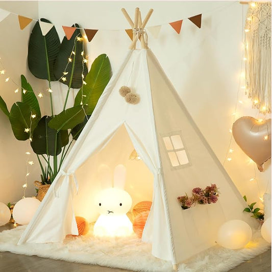 RongFa Teepee Tent for Kids-Portable Children Play Tent Indoor Outdoor (White)