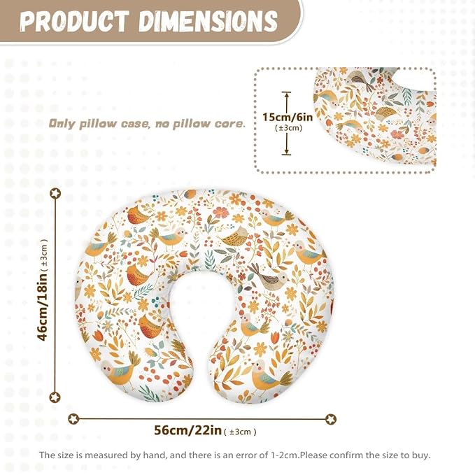 Bird Baby Nursing Pillow Cover for Boys Girls Soft Breathable Fabric Feeding Pillow Case for Baby Girl & Boy Breastfeeding Pillows Support Cover for Christmas Gift & Decor