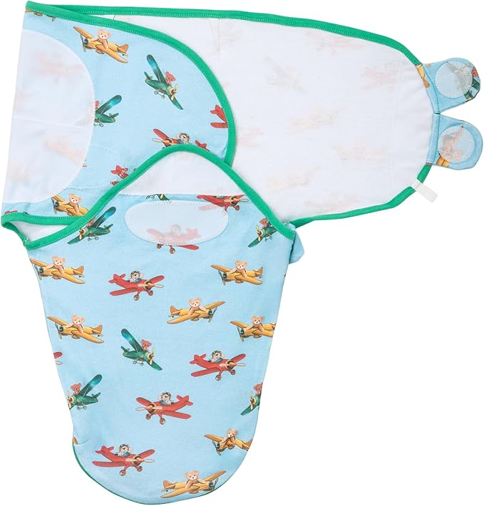 LollyBanks Baby Swaddles, 100% Cotton Baby Boy Sleep Swaddle, 3-6 Months Swaddle Sack for Boys with Easy Change Zipper, Newborn Sleep Swaddles Nursery Swaddling Blankets (Plane and Bear Print)