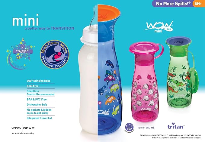 WOW CUP MINI 360 Sippy Cup, Blue, 12 oz / 350 ml