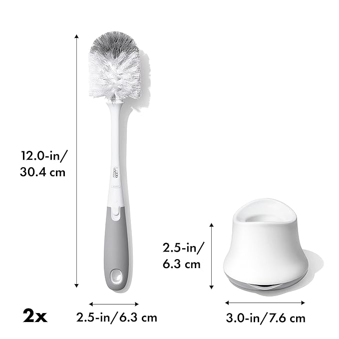OXO Tot Bottle Brush with Nipple Cleaner and Stand ??Gray, 2-Pack
