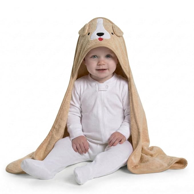 Delta Children Baby/Infant Hooded Bath Towel - Super Soft and Absorbent- Newborn Essential - Ideal Baby Registry/Shower Gift for Boys and Girls, Tan Dog